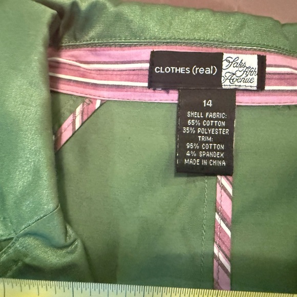 Saks Fifth Avenue Trench Coat Jacket Womens Size 14/XL Metallic Green $400 - Picture 11 of 15